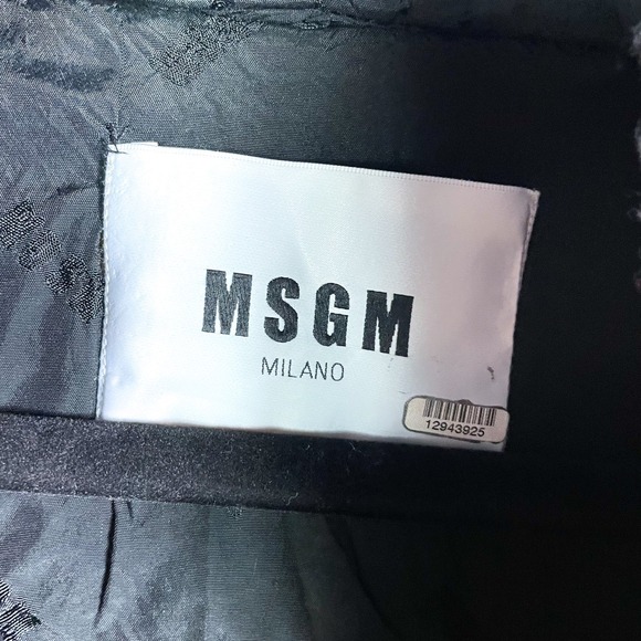 MSGM Giubbino Fleece Jacket Tan Red Floral Sherpa Zip Up Hooded Sz 38 / 4 US